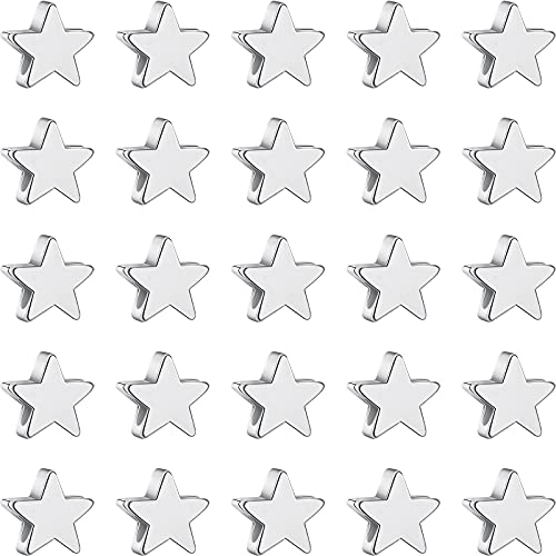 100 Pieces Star Beads Spacer Charms Star-Shape Spacer Charm Loose Beads for DIY Jewelry Crafts Making (Silver)