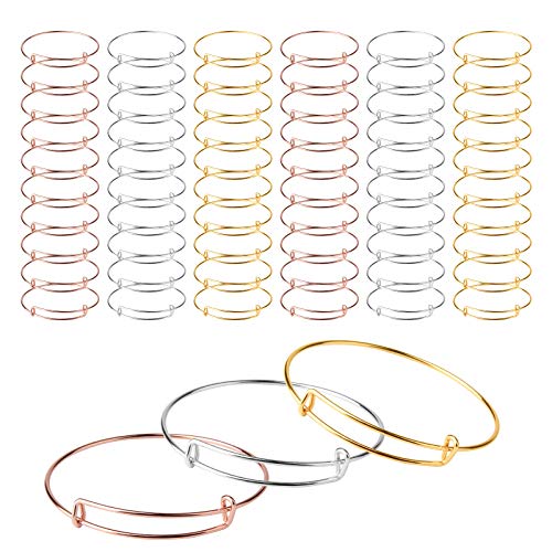 sansheng 60 Pack Expandable Bangle Bracelets，Bangles for Jewelry Making，Expandable Bracelet for Jewelry Making(65mm/2.6 inches) Adjustable Wire Bracelets(3 colors)