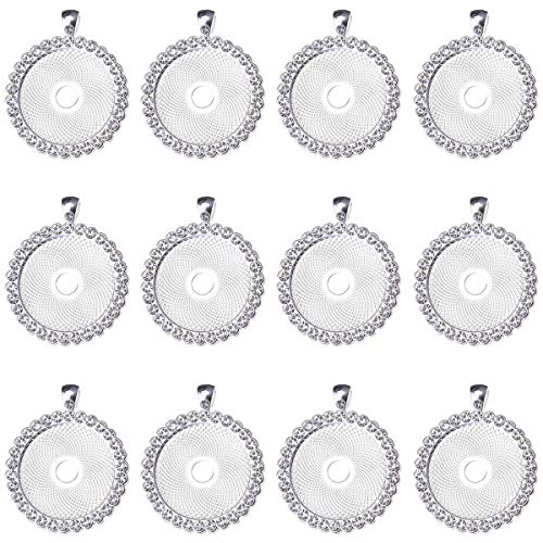 12 Pcs Rhinestone Bezel Pendant Trays Cabochon Pendant Setting