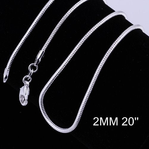 Yuren 3 Pieces 925 Sterling Silver 2mm Snake Chain Necklace Jewelry Jewelry for Men and Women(16-24 Inch) (20 inch)