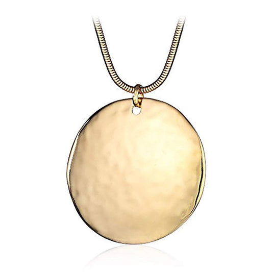 welbijoux Large Round Pendant Necklace Gold Plated Chain Necklace for Women Girls (Gold)