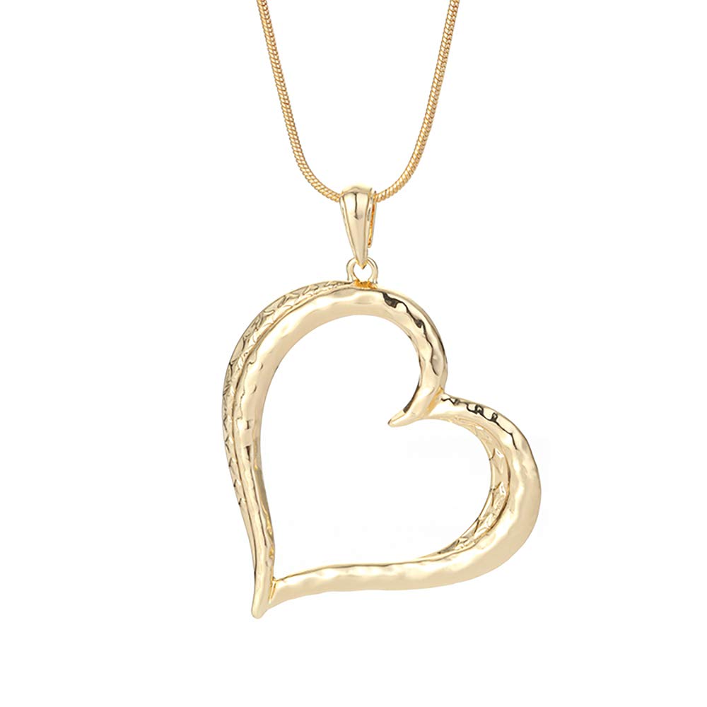 Necklaces for Women Heart Pendant Sweater Layered Y Statement Bohemian Gold Chain Necklace with Gifts Box Jewelry (Gold)