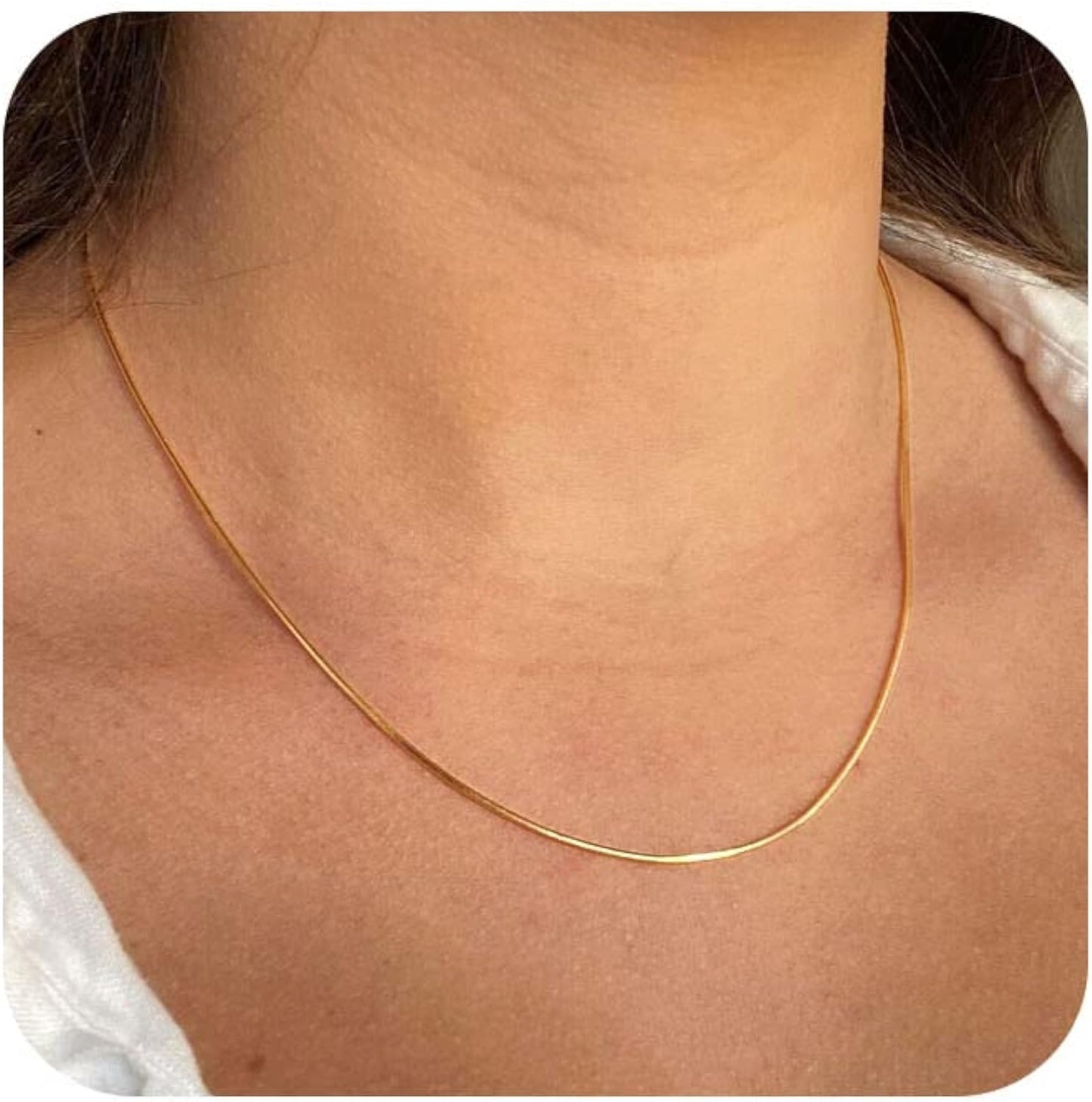 CHESKY 14K Gold/Silver Plated Snake Chain Necklace Herringbone Necklace Gold Choker Necklaces for Women Girl Gifts Jewelry 1.5/3/5MM(W) 14"/16"(L) - Premium  from Concordia Style Boutique - Just $22.58! Shop now at Concordia Style Boutique