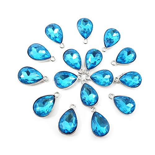Honbay 20PCS 10x14mm Red Crystal Waterdrops Teardrops Charms Pendant for Necklaces, Bracelets, Earrings Making or Other DIY Crafts (Light Blue)