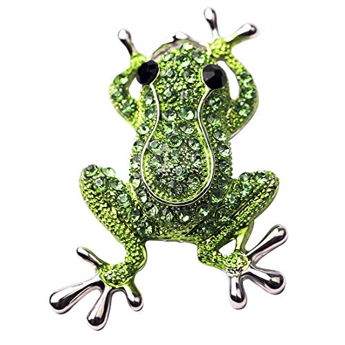 Frog Rhinestone Brooch Pins for Women Girls Natural Insect Animal lovely Pins Frog Lover Gift (Silver)