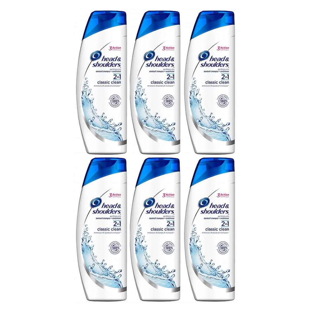 6-Pack: 400ml Head and Shoulders Shampoo Beauty & Personal Care Classic Clean 2N1 - DailySale