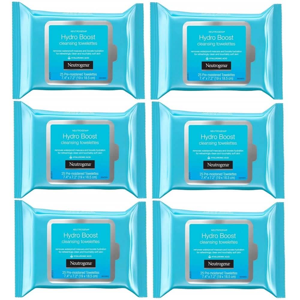 6-Pack: Neutrogena Hydro Boost Cleanser Facial Wipes, 25 Count