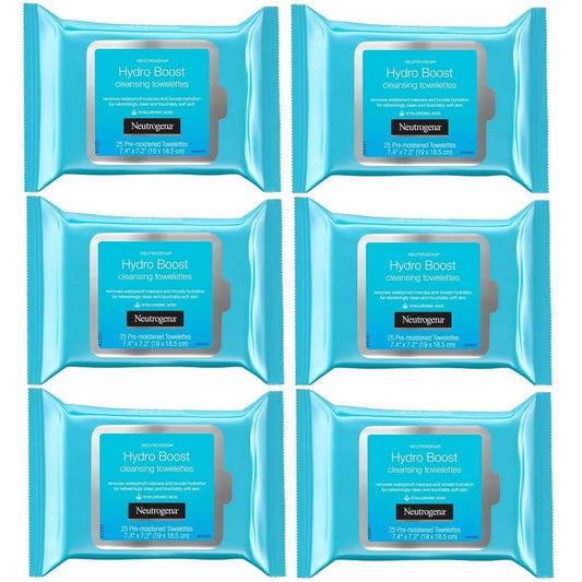 6-Pack: Neutrogena Hydro Boost Cleanser Facial Wipes, 25 Count