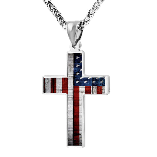 CTWUVS ADPR American Flag Patriotic Cross Pendant Necklace Religious Jewelry for Men