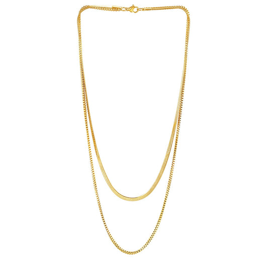 Léwind 18K Gold Plated Chain Necklace,Gold Layered Necklace for Women and Girls Trendy,Delicate Simply Flat Snake Chain and Herringbone Paperclip Chain Layered Necklace Available as a Gift
