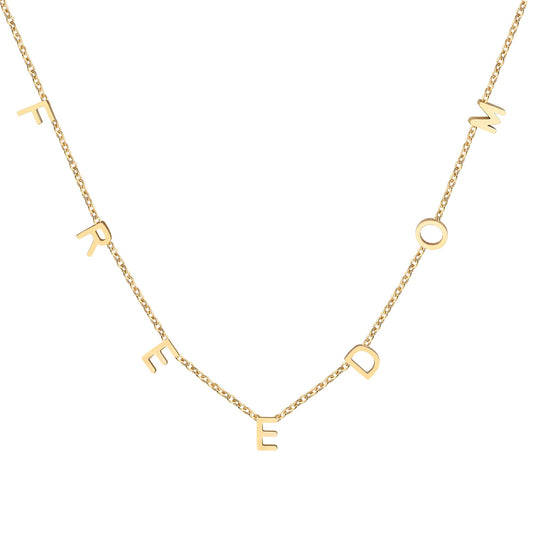 Memgift Freedom Choker Necklace Perfect 18k Gold Plated Stainless Steel Jewelry Birthday Christmas Gifts for Women Girls