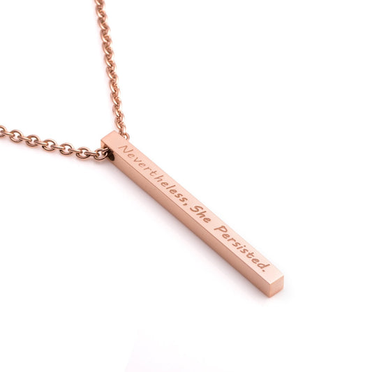 JoycuFF Pendant Necklace for Women Inspirational Saying Minimalist Stainless Steel Jewellery Nevertheless She Persisted (Rose Gold)