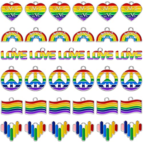 12 Pcs Alloy Rainbow Charms for Bracelet Metal Rainbow Charms for Jewelry Making DIY Rainbow Alloy Pendants for Bracelet Necklace Earring Craft Making Finding, 6 Styles