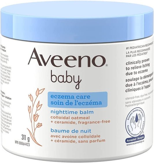Aveeno Baby Eczema Care Nighttime Balm - Bedtime Body Lotion for itching due to eczema Colloidal Oatmeal + ceramide - Fragrance Free 311 g