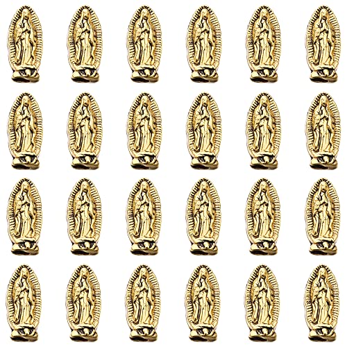 80pcs Alloy Jesus Virgin Mary Religious Wear Loose Rosary Spacer Beads Jewellery Making Charms for DIY Necklace Bracelet (Antique Gold)