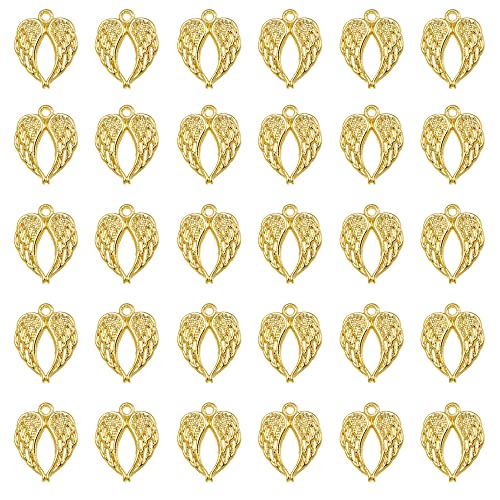 CellCase 60pcs Angel Wings Pendant Charm for DIY Jewelry Making Supplies (Gold)