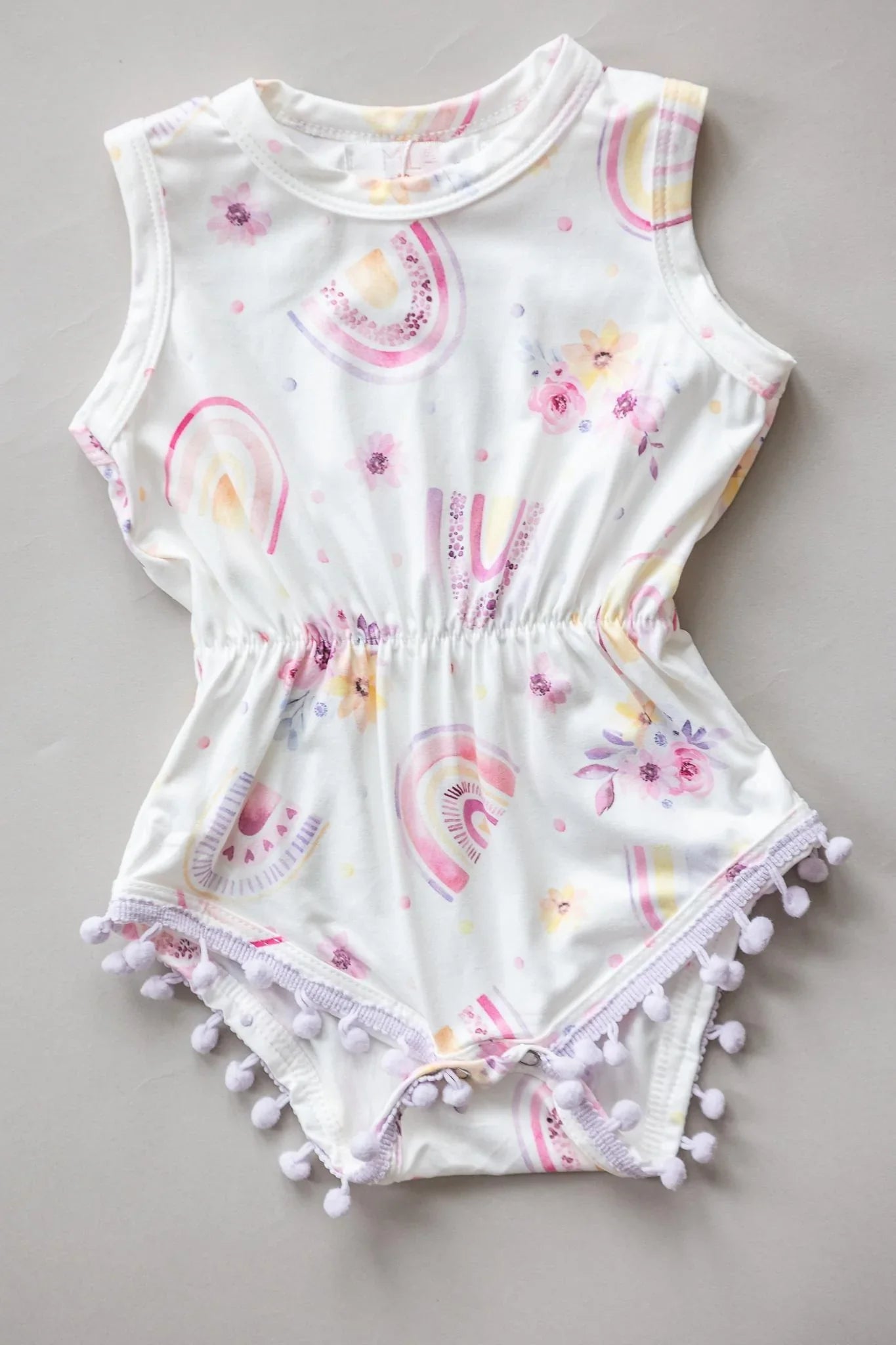 Mila & Rose- Rainbow Meadows Pom Romper