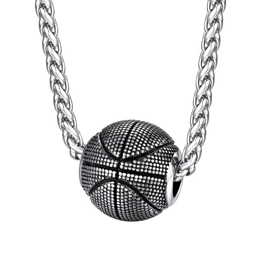 Cool Basketball Necklace for Male Stainless Steel Athlete Fans Jewelry Gift for Dad