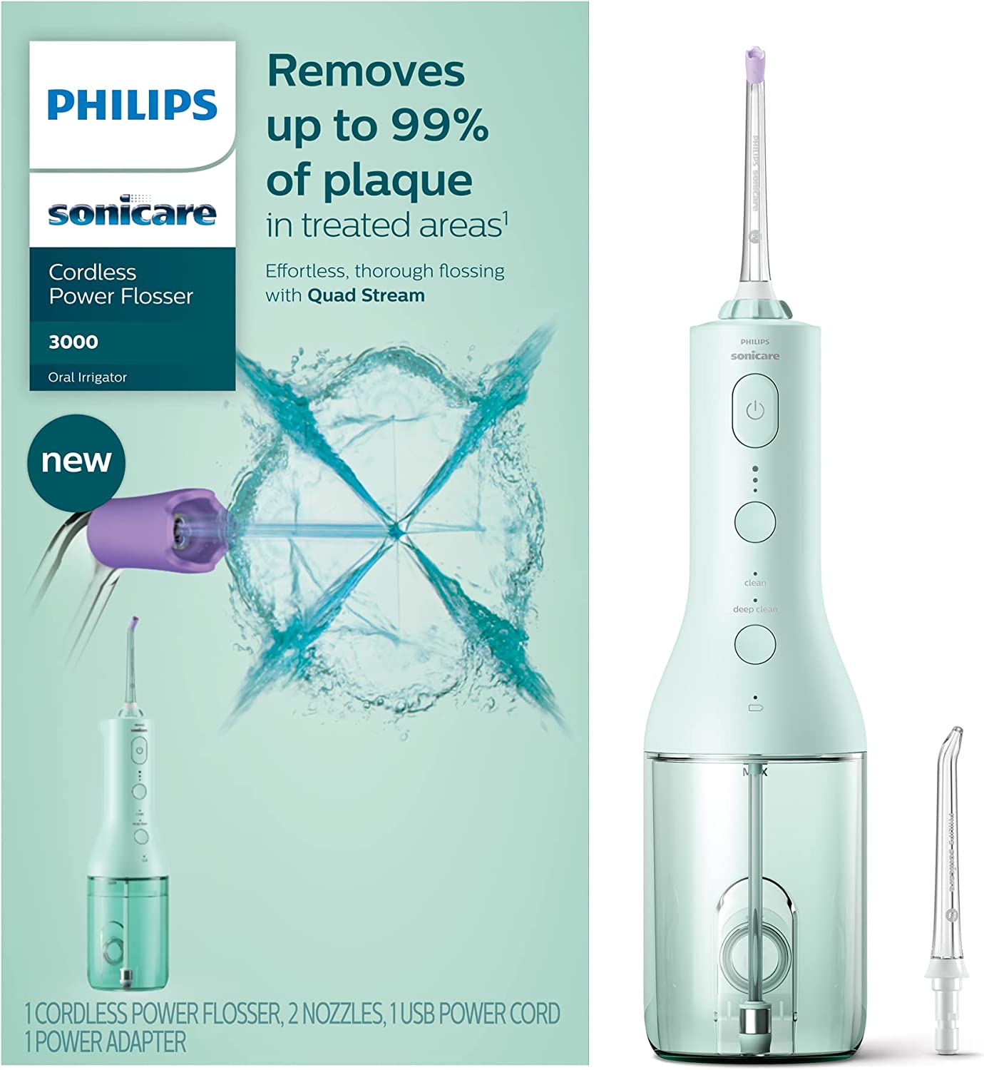 Philips Sonicare Power Flosser 3000 Cordless, Oral Irrigator, Mint HX3806/24