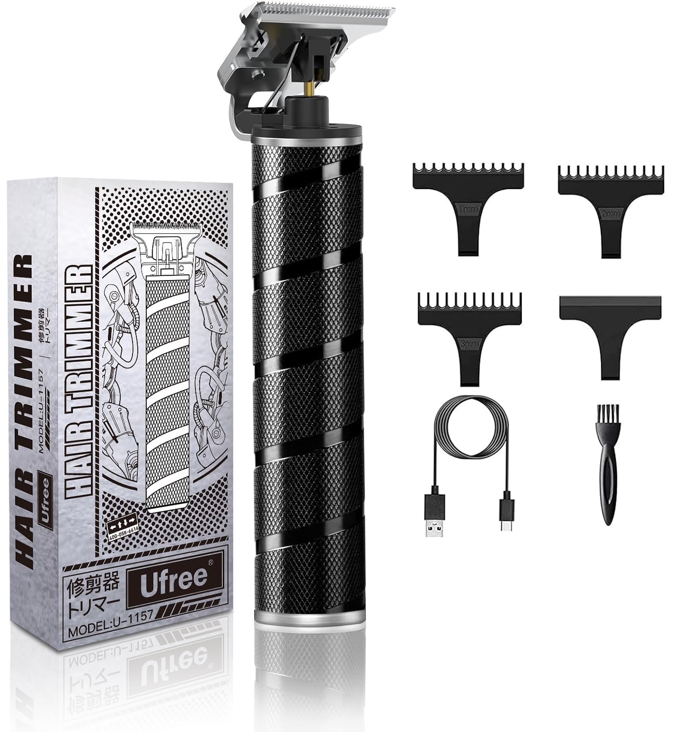 Ufree Hair Trimmer for Men, Beard Trimmer for Men Electric Razor Shavers Cordless Hair Clippers for Men, Zero Gapped T Blade Liners Grooming Hair Cutting Kit, Gifts for Men(Black)