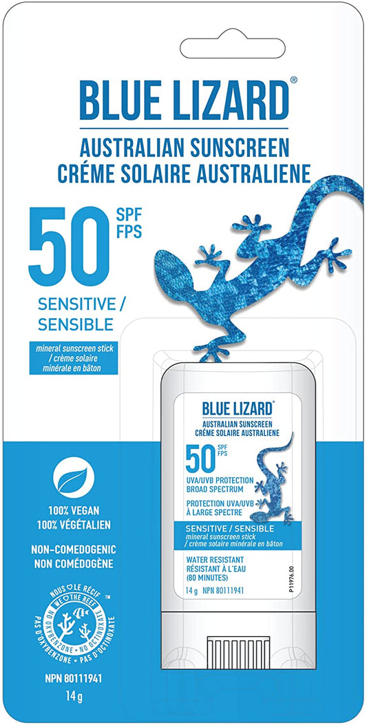 BLUE LIZARD Sensitive Sunscreen Stick - 50 SPF + - 14g