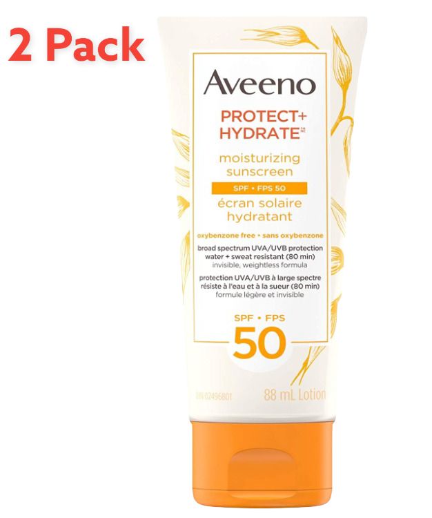 Aveeno Sun Aveeno Protect & Hydrate Moisturizing Sunscreen SPF 50, Oxybenzone free, 2 * 88 mL