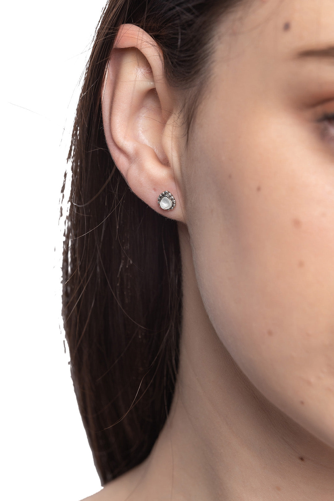 Dotted Edge Teardrop Stud Earrings