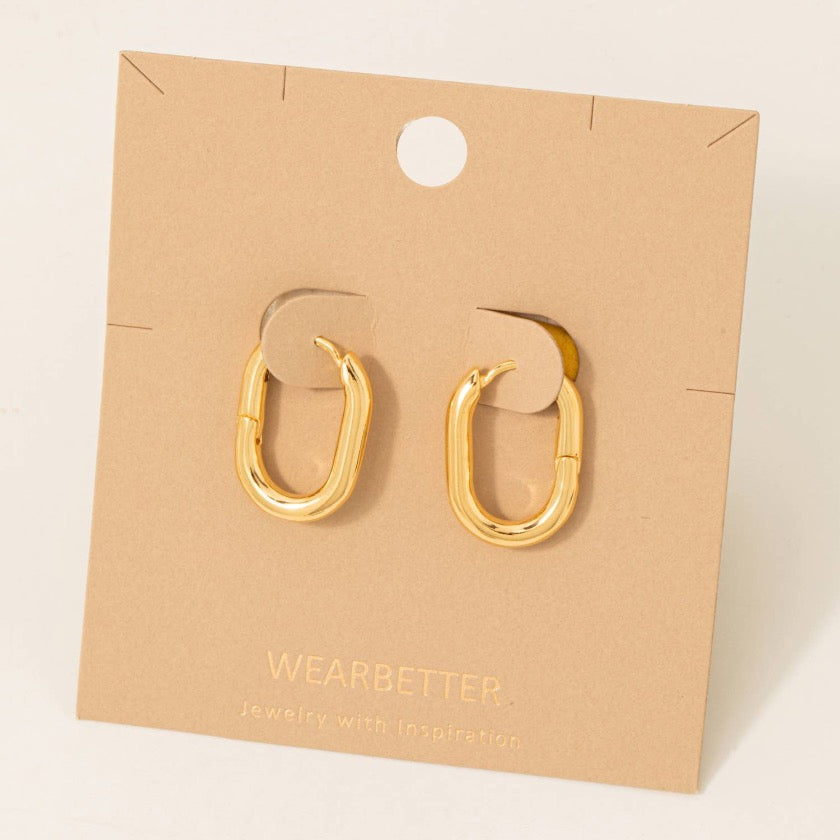 Metallic Oval Hoop Earrings