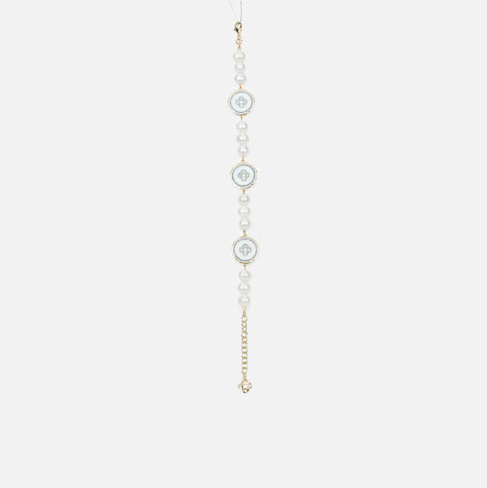 Casablanca Pearl & Dish Charm Bracelet - White