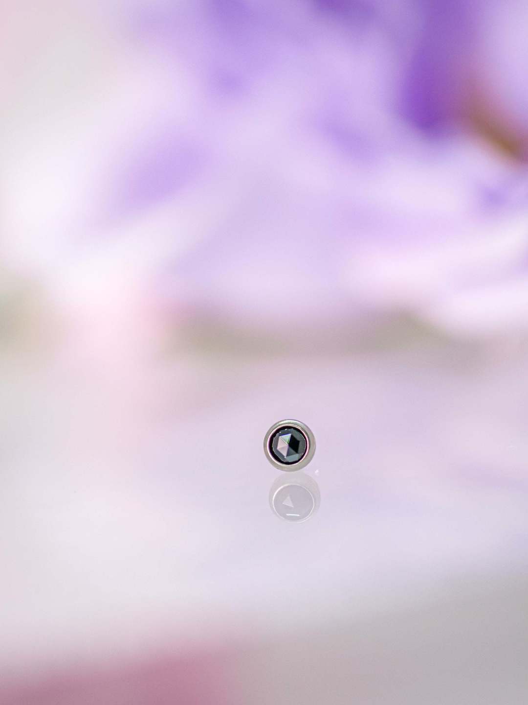 Bezel-set Black Gem End in Titanium by NeoMetal