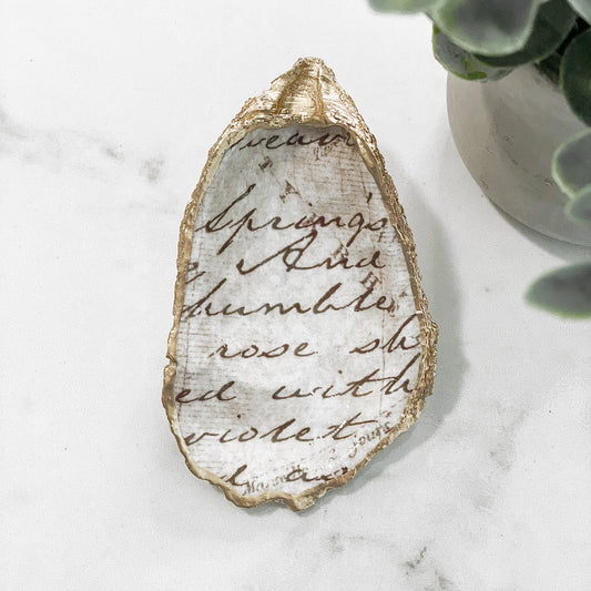 French Script Oyster Trinket Dish