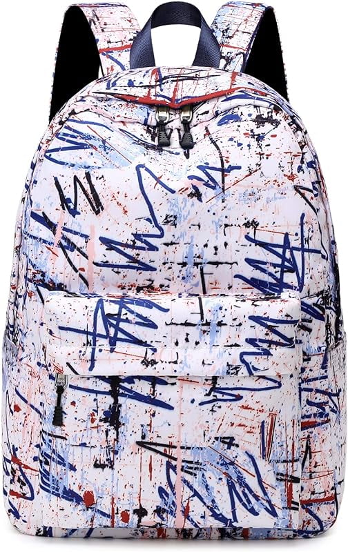 Black School Backpack for Boys Durable Waterproof Backpack with Laptop Compartment Aesthetic Backpack Doodle