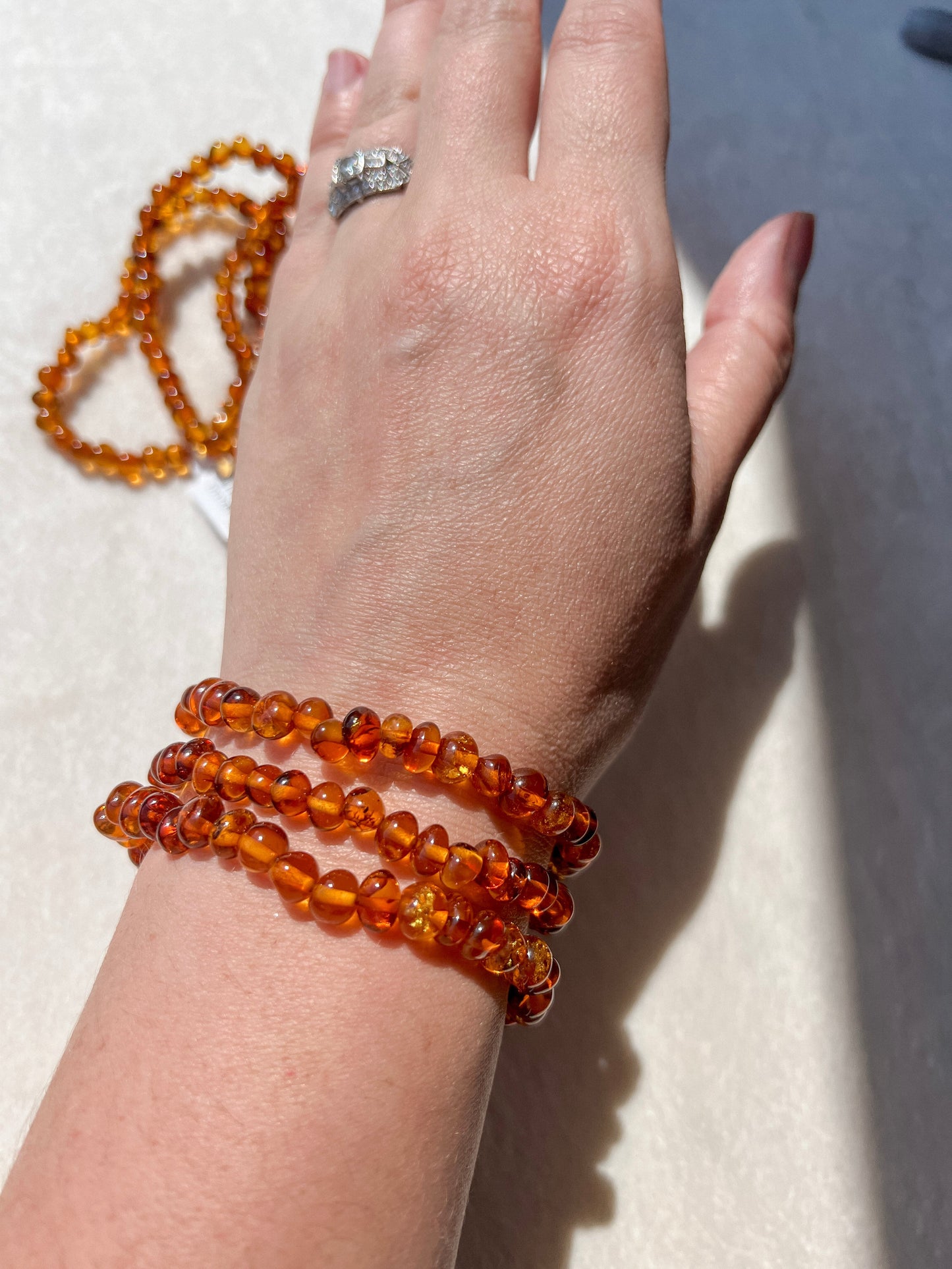 Baltic Amber Crystal Stretch Bracelet | 7 inches