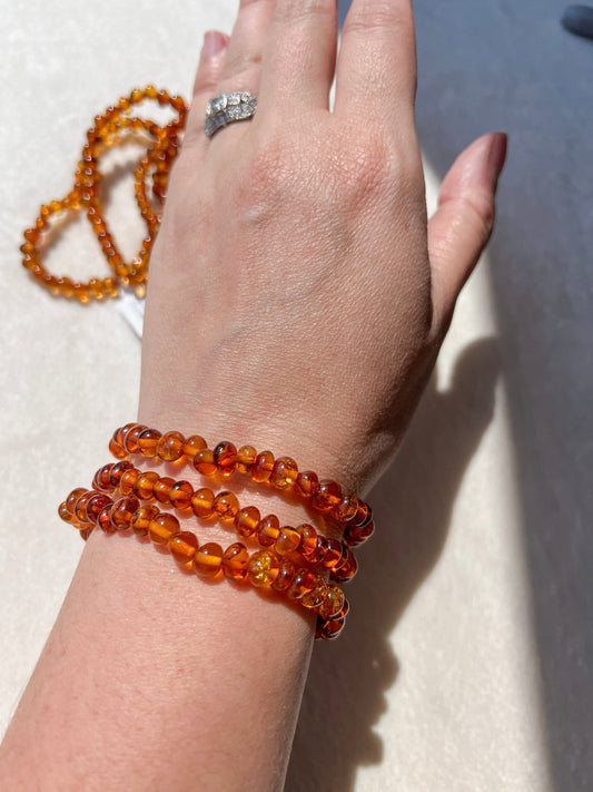 Baltic Amber Crystal Stretch Bracelet | 7 inches