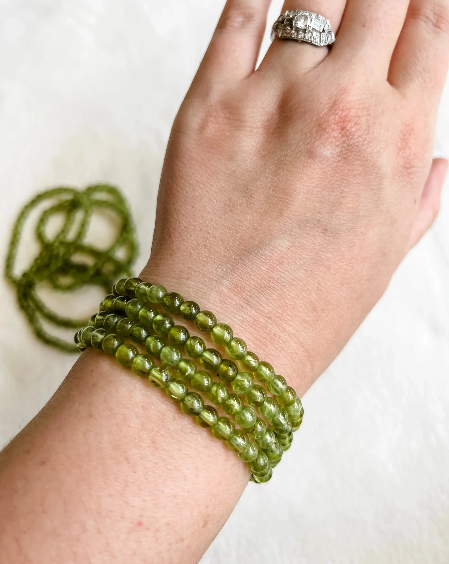 Peridot Crystal Stretch Bracelet