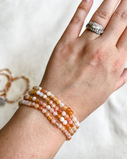 Pink Botswana Agate Crystal Stretch Bracelet | 7 inches