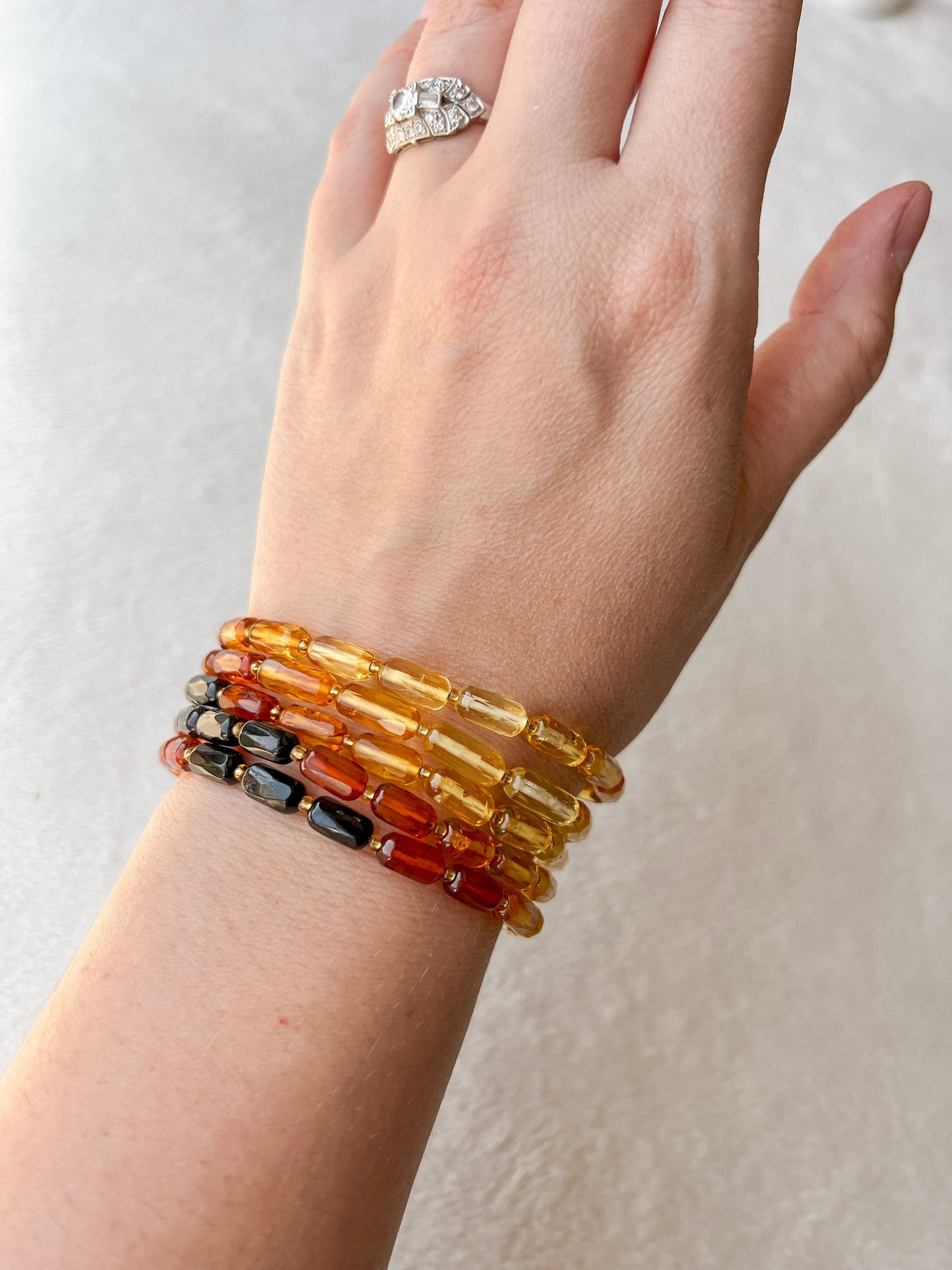 Baltic Amber Crystal Stretch Bracelet | 7 inches