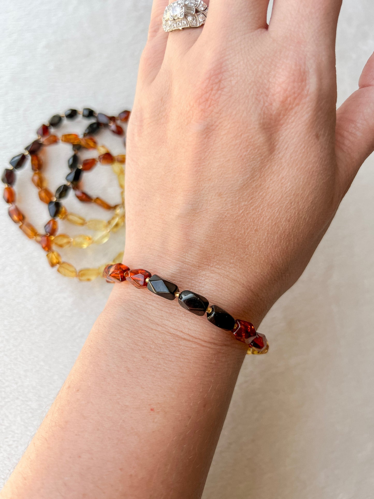 Baltic Amber Crystal Stretch Bracelet | 7 inches