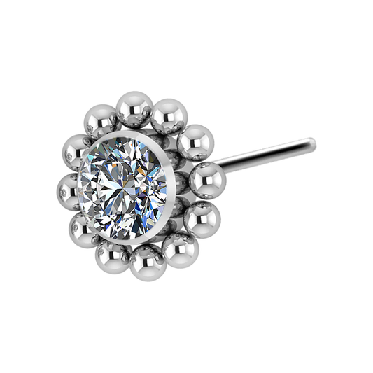 titanium cluster with swarovski gem in center, perfect for madonna, madusa or monroe piercing, lip, snakebites, angel bites, nostril or ear piercings