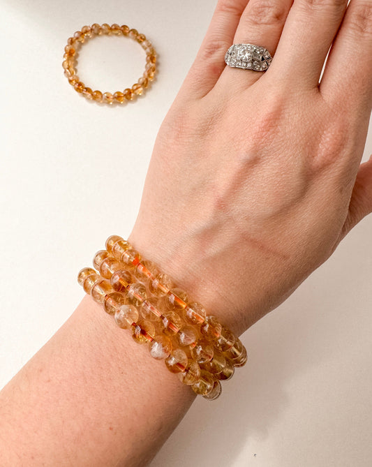 Citrine Crystal Stretch Bracelet (Heat-Treated) | 7.5 inches