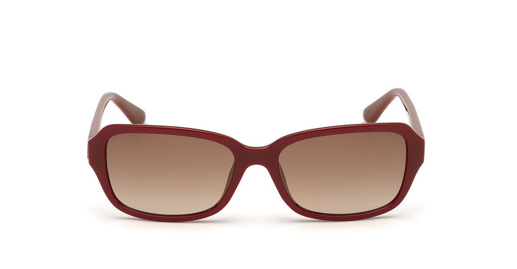 guess 7595 fashion designer optical eyewear sunglasses ladies female women sophisticated simple elegant traditional rectangular shape flattering casual 66F shiny red gradient brown tint lens front