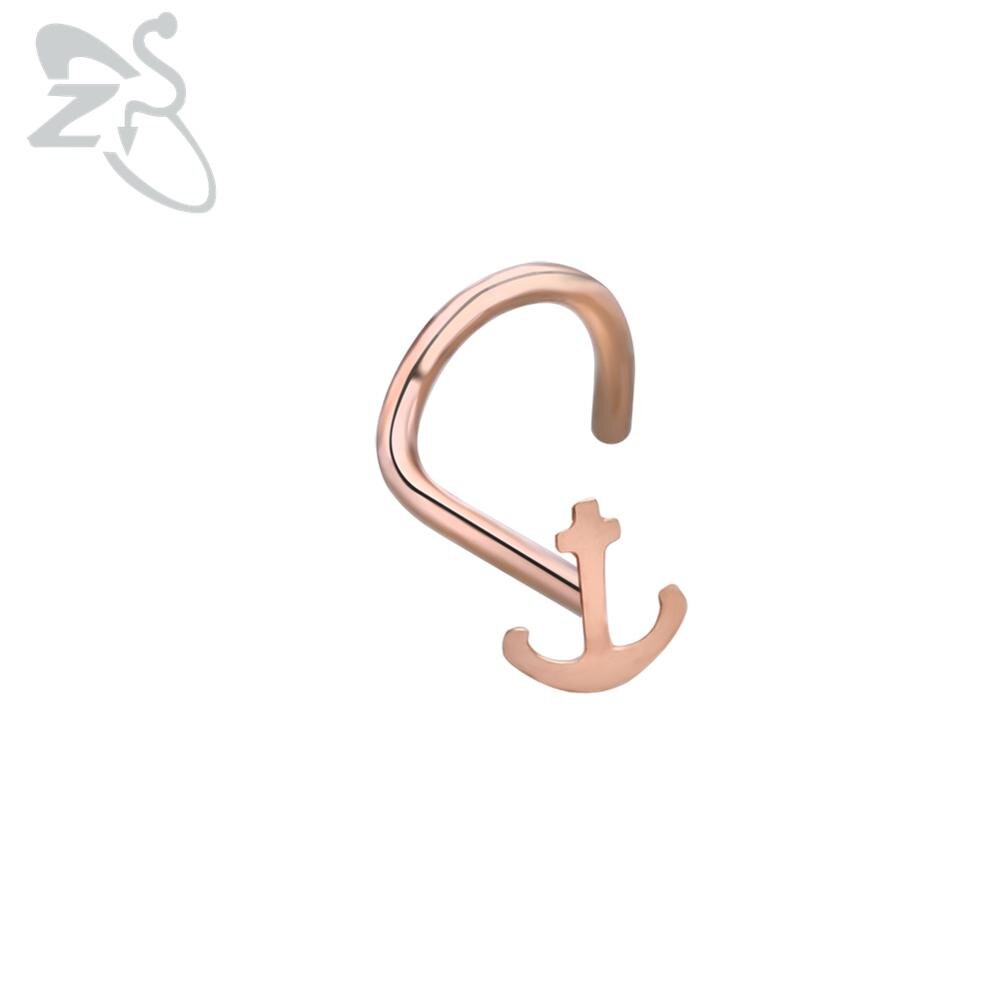 ZS 1PC 6 Styles Punk Cat Bent Nose Stud With CZ Women&#39;s Skull Crystal Septum Piercing Surgical Hook Nostril Piercings Jewelry - YourStore