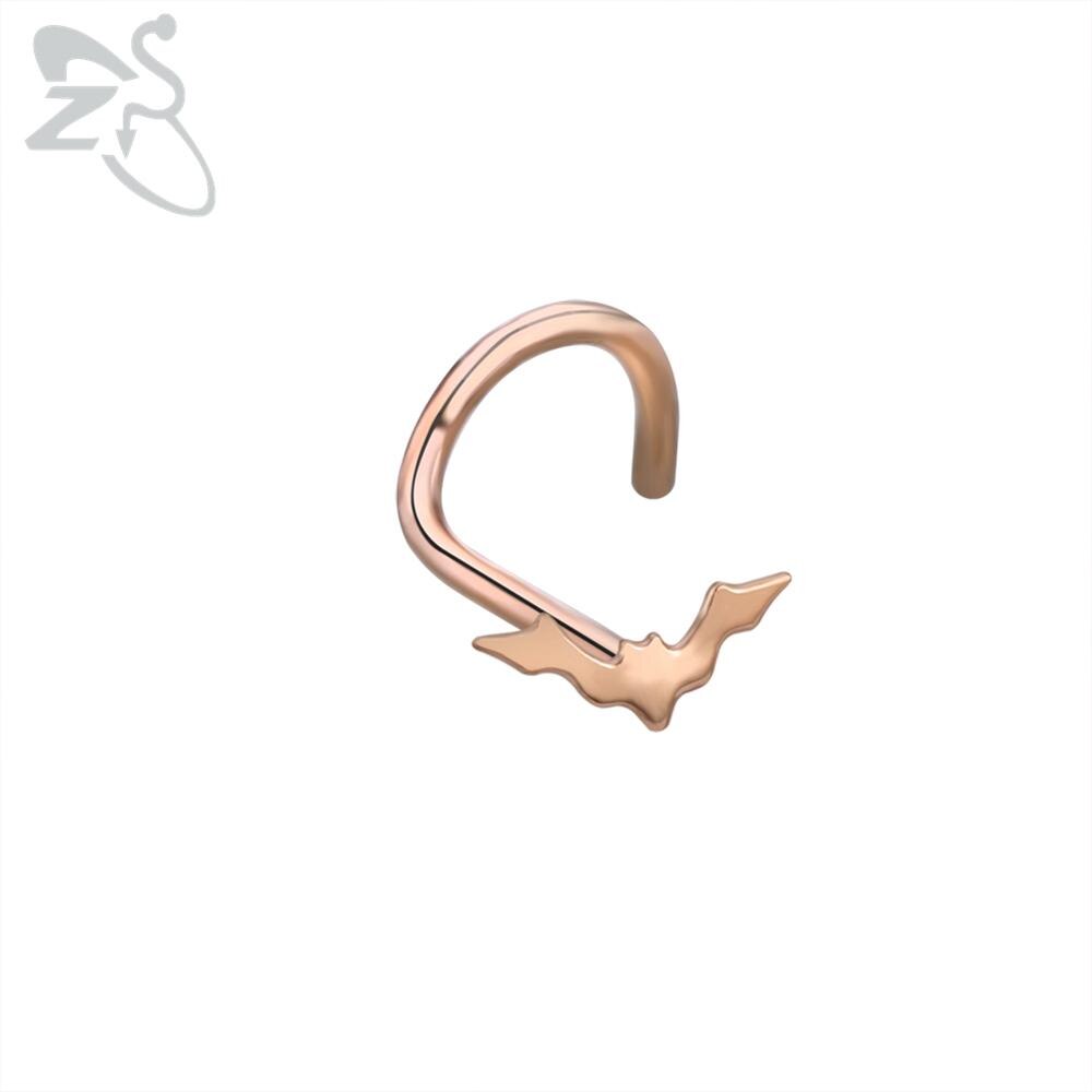 ZS 1PC 6 Styles Punk Cat Bent Nose Stud With CZ Women&#39;s Skull Crystal Septum Piercing Surgical Hook Nostril Piercings Jewelry - YourStore