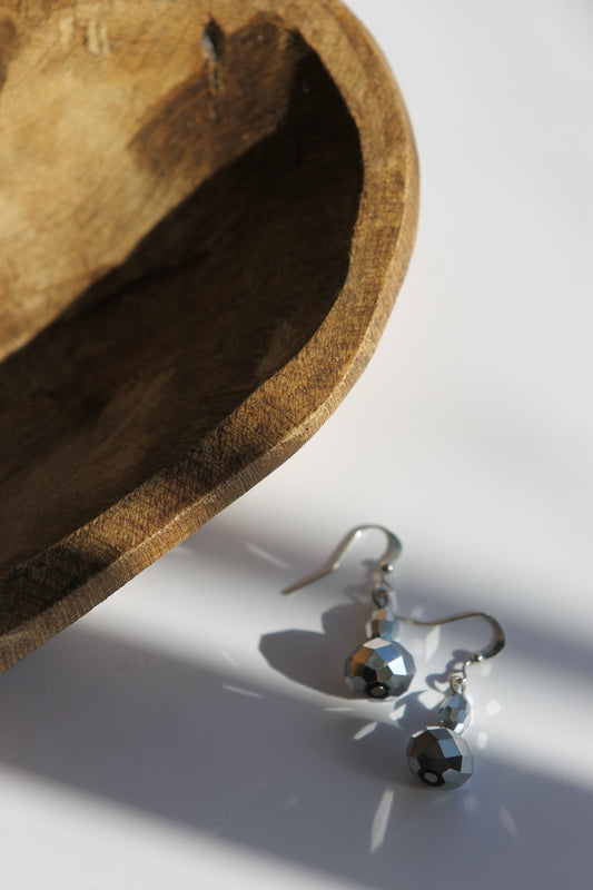 Gray Disco Ball Earrings