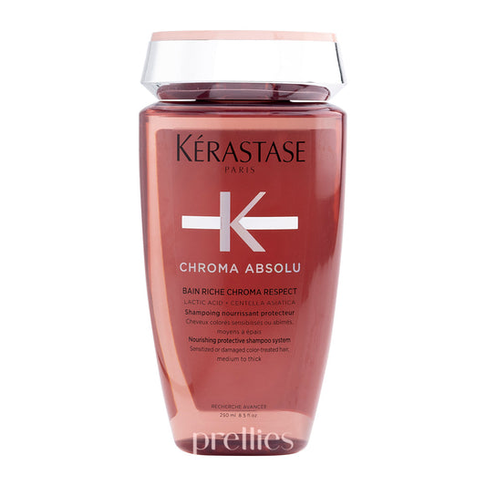 Kerastase Chroma Absolu Bain Riche Chroma Respect Nourishing Protective Shampoo (Sensitized or Damaged Color-Treated Hair, Medium to Thick) 250ml (Pink)
