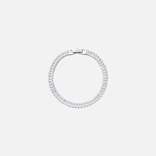 Numbering Crystal Tennis Bracelet Platinum Plated Brass