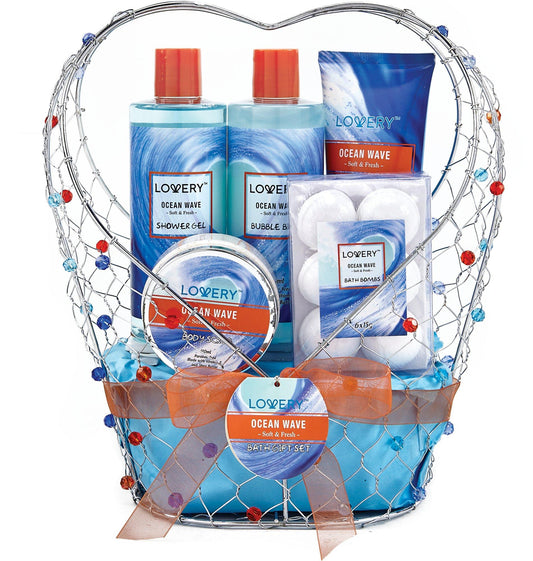 Ocean Wave Home Spa Kit - 8Pc Jeweled Heart Set