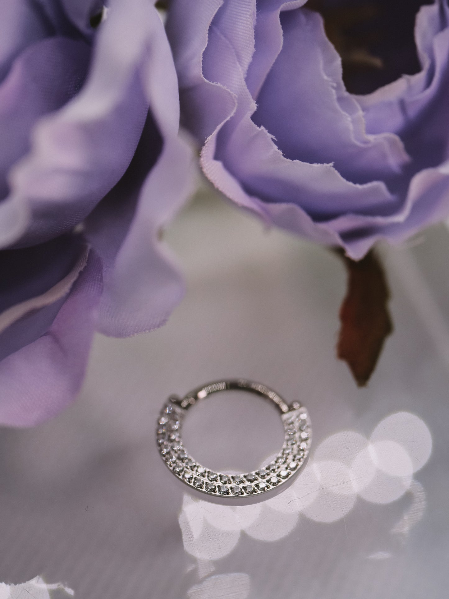 Double Row Cubic Zirconia Septum/Daith Titanium Clicker by Invictus Body Jewelry