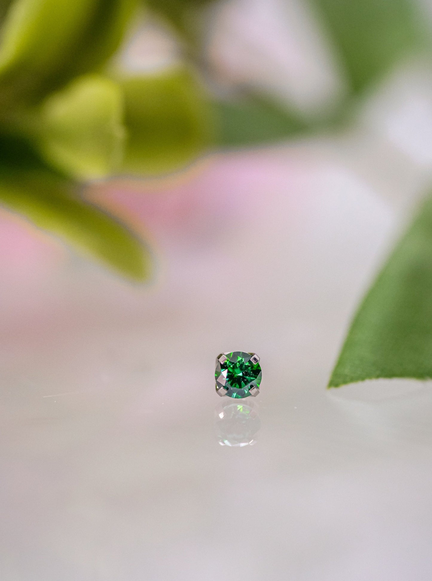 Prong Set Emerald Green Swarovski End in Titanium by NeoMetal