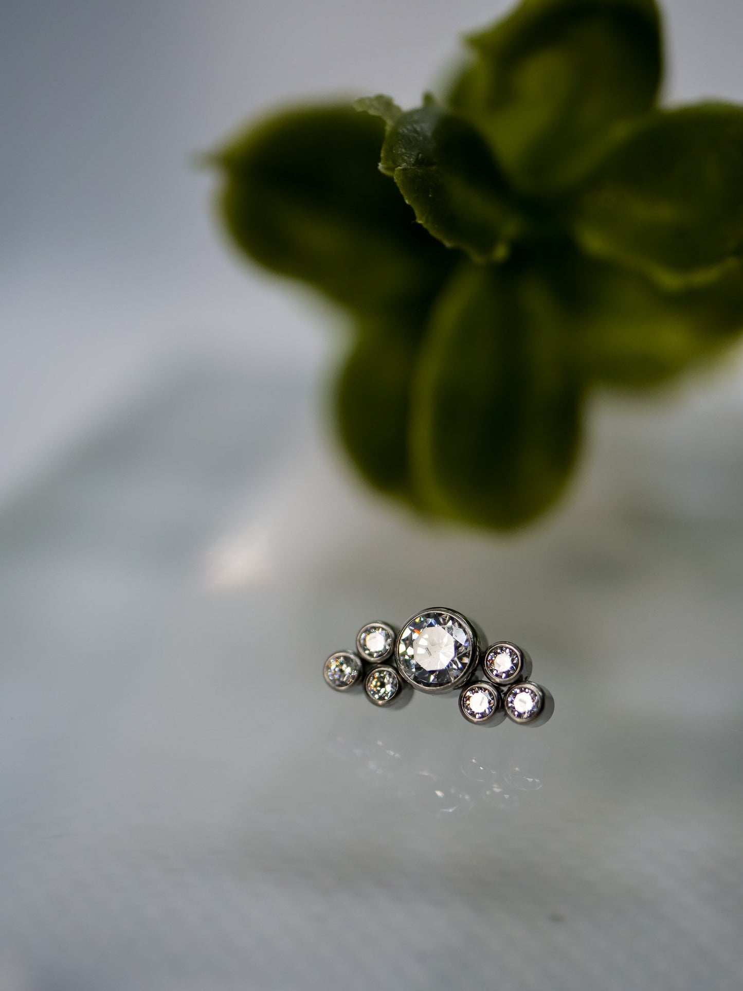 Bezel Set Double Trinity Cluster CZ or White Opal by Invictus